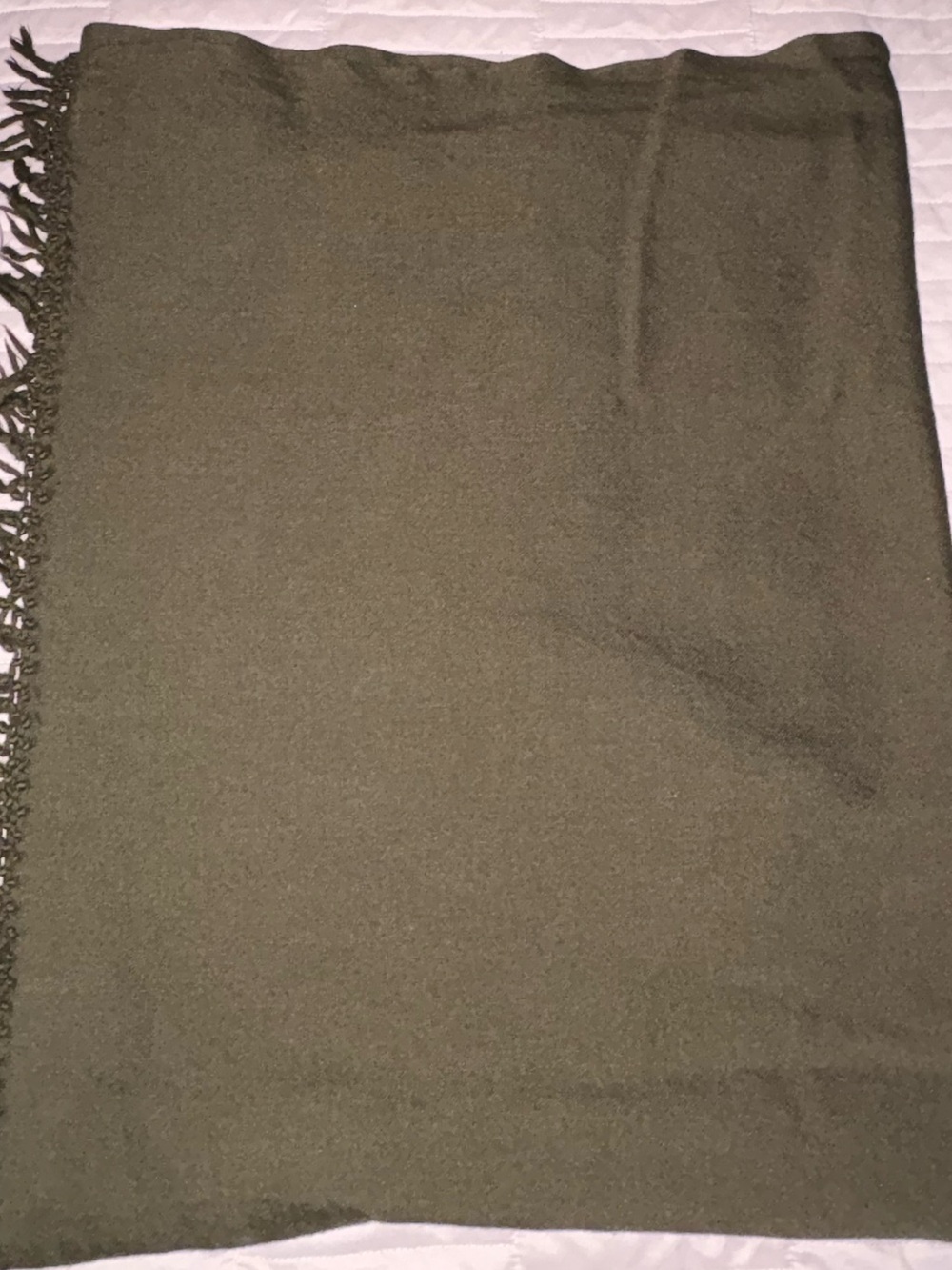Nate Berkus Olive Green Throw Blanket with Fringe